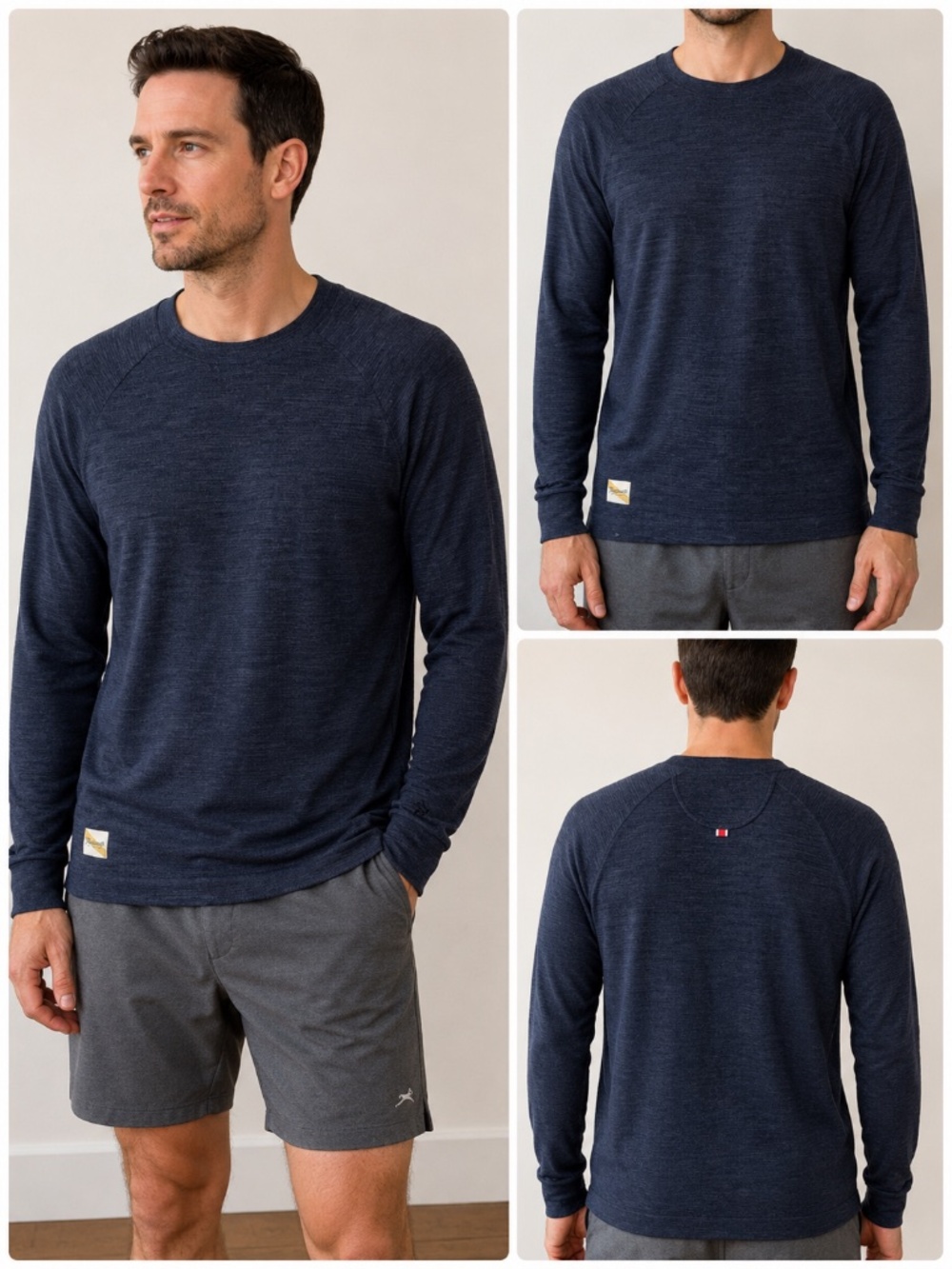 Tracksmith Harrier Long Sleeve Running Sweater XL Merino Wool Blend Navy